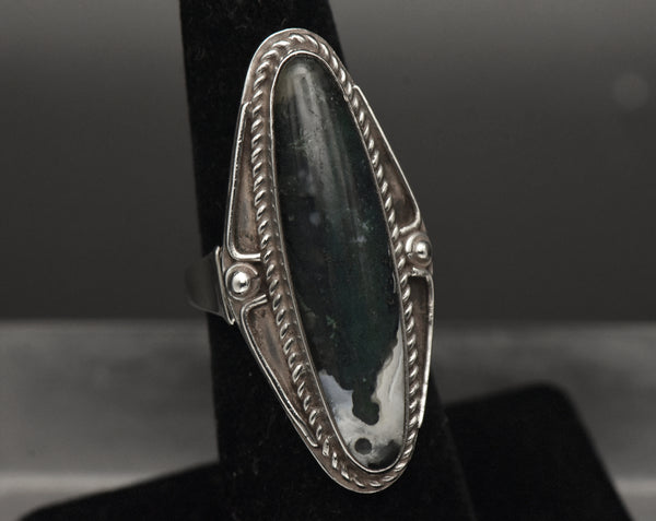 Vintage Moss Agate Sterling Silver Ring - Size 5.5