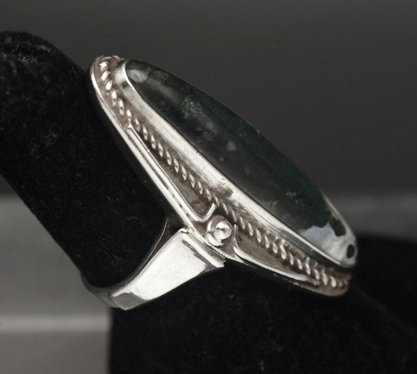 Vintage Moss Agate Sterling Silver Ring - Size 5.5