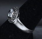 Sterling Silver Cubic Zirconia and Marcasite Ring - Size 6