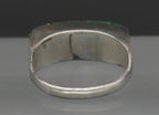 Vintage Handmade Silver Tone Metal Faux Malachite Ring - Size 7
