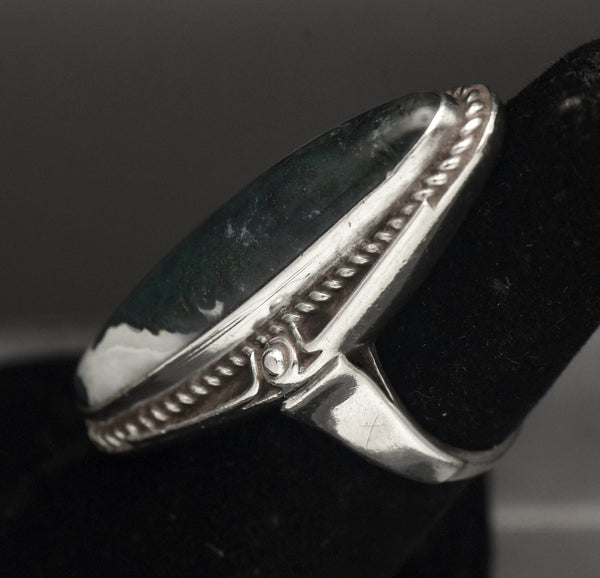 Vintage Moss Agate Sterling Silver Ring - Size 5.5