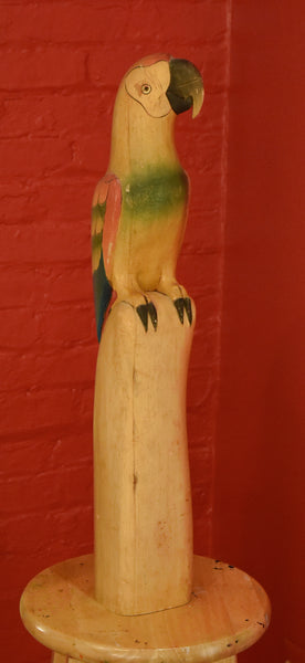 Vintage Macaw Hand Carved Hand Painted Balsa Sculpture