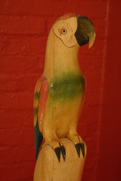 Vintage Macaw Hand Carved Hand Painted Balsa Sculpture