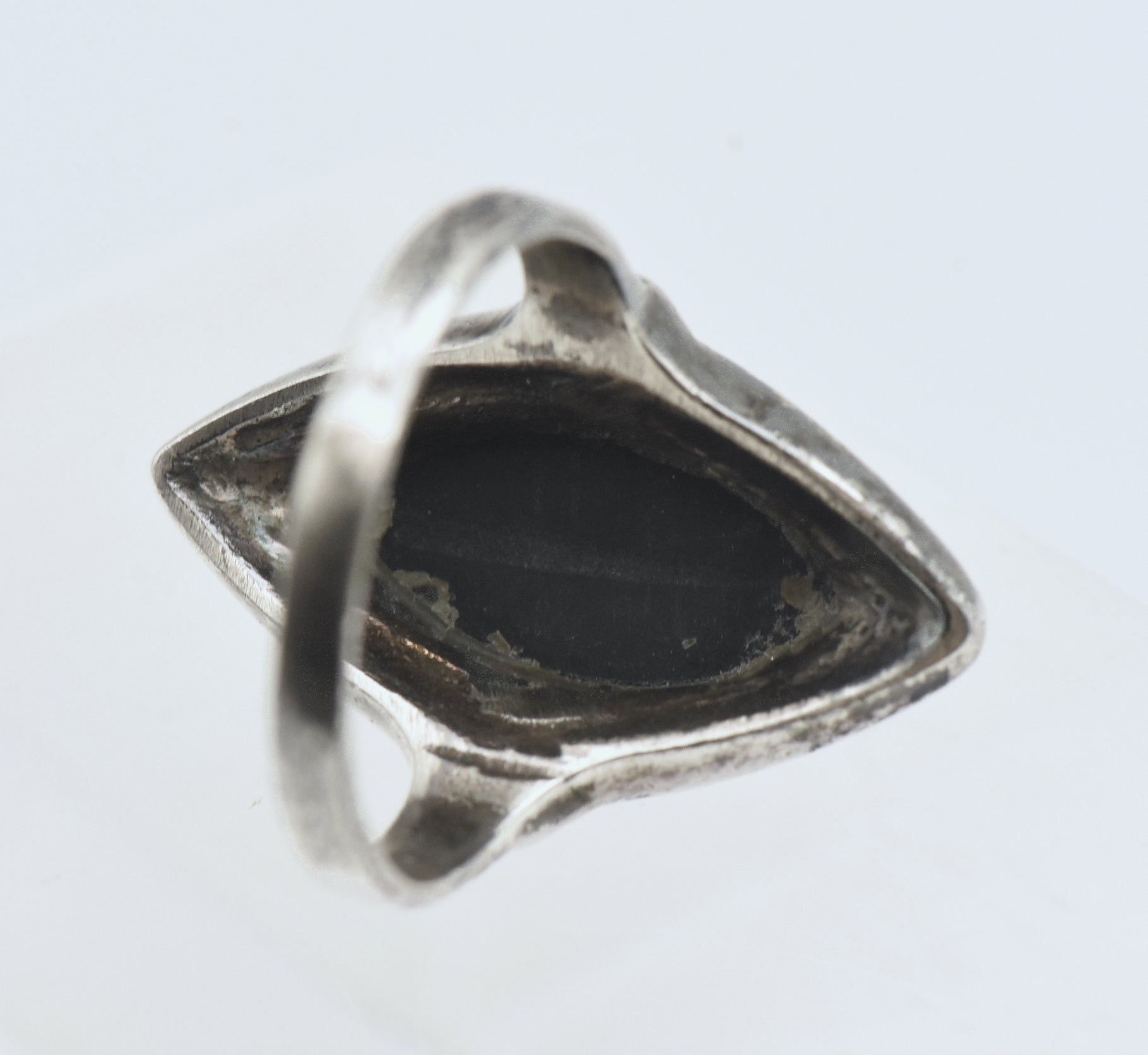 Vintage Sterling Silver Black Onyx and Marcasite Ring - Size 8