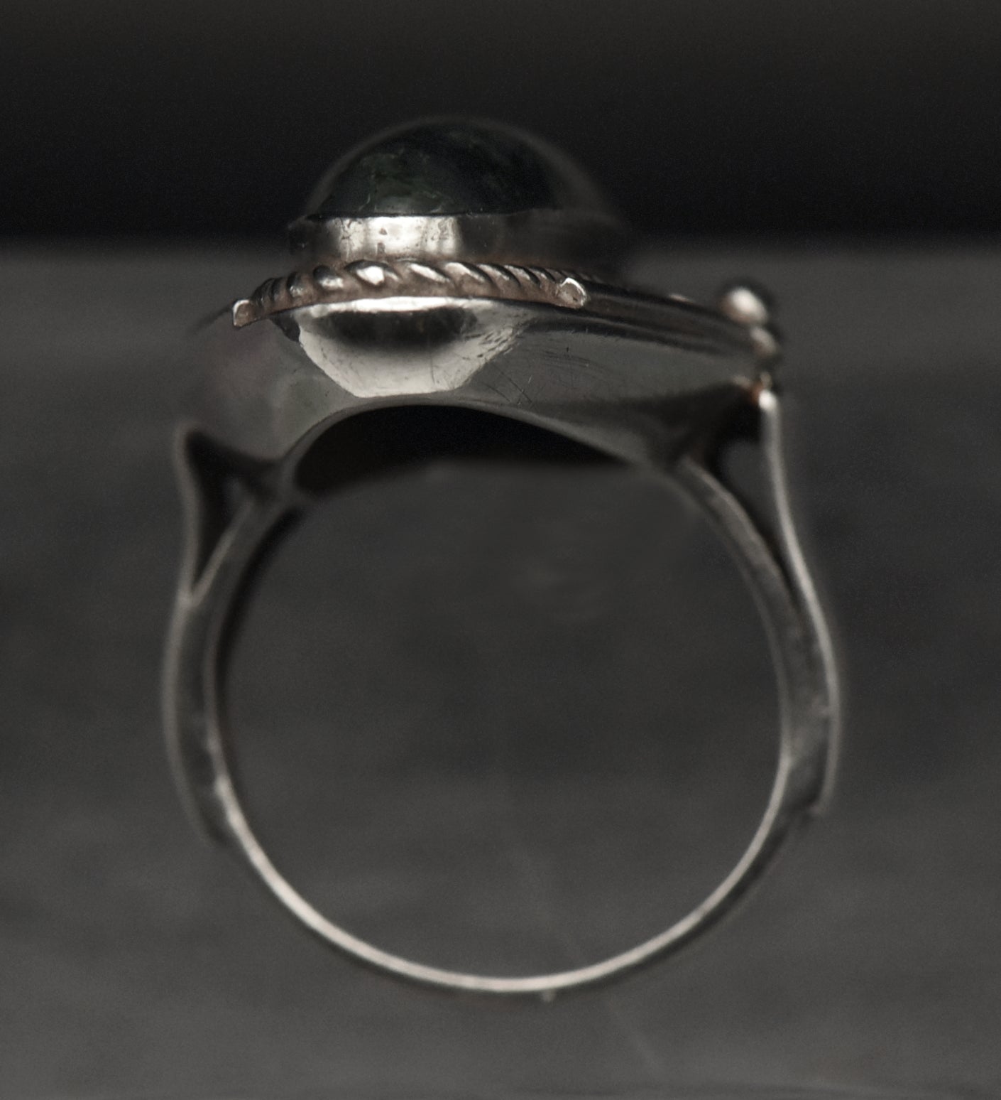 Vintage Moss Agate Sterling Silver Ring - Size 5.5