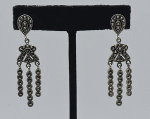 Vintage Sterling Silver Marcasite Dangle Earrings