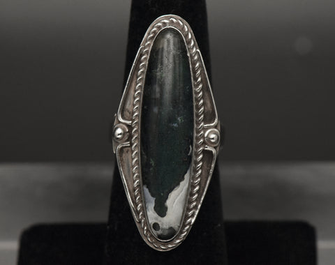 Vintage Moss Agate Sterling Silver Ring - Size 5.5