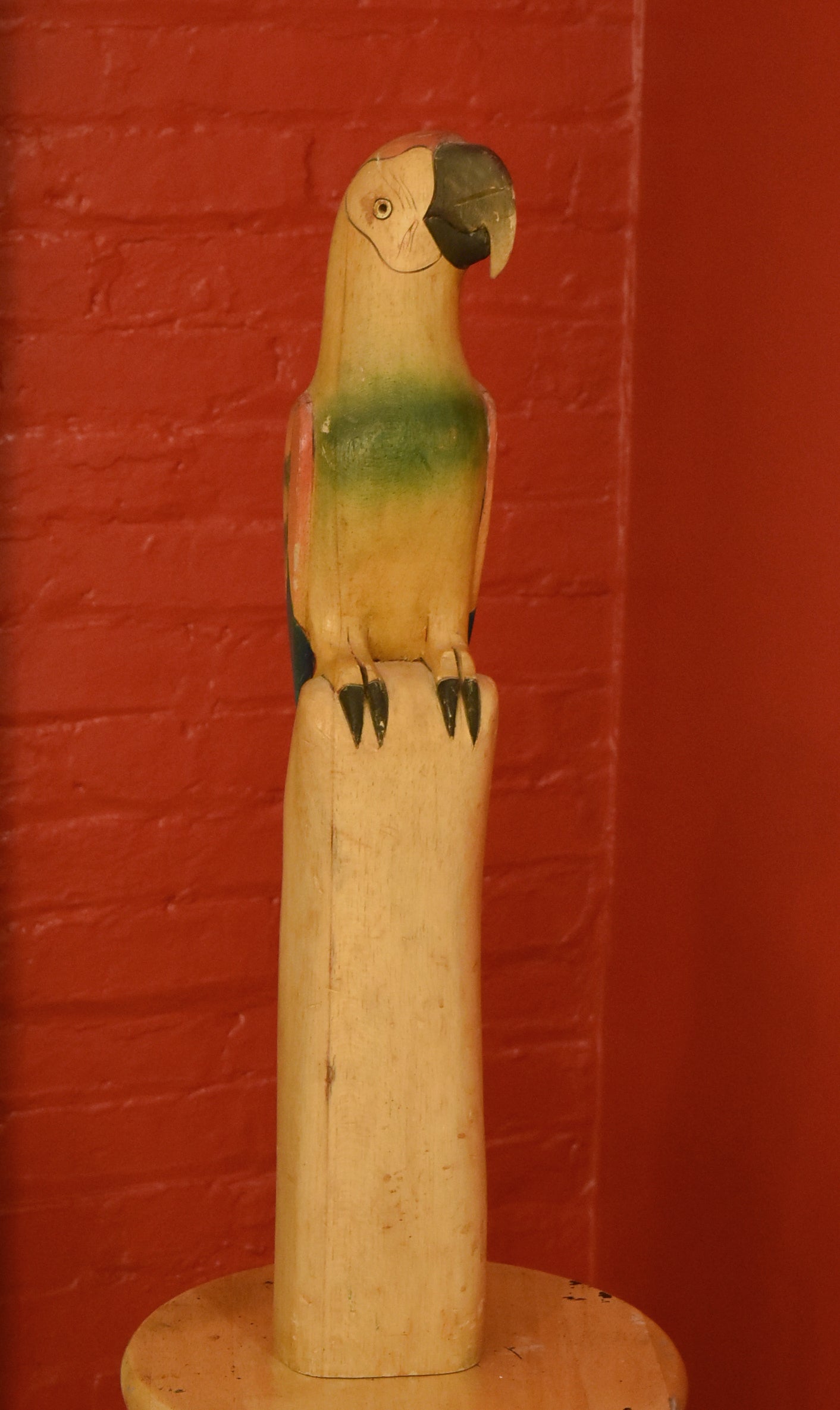 Vintage Macaw Hand Carved Hand Painted Balsa Sculpture