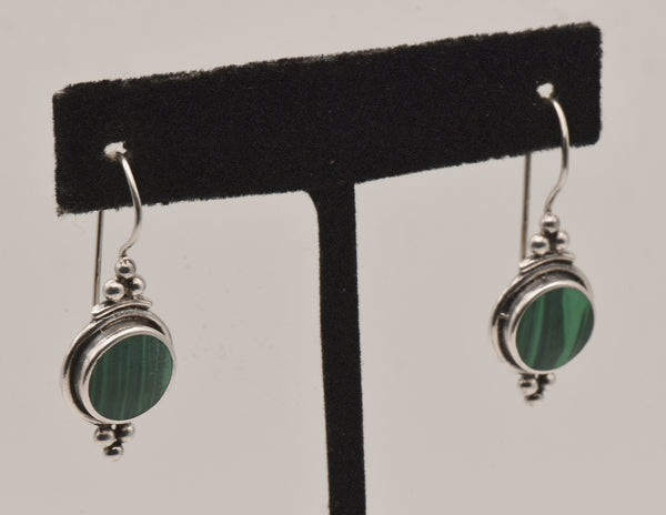 VIntage Sterling Silver Malachite Earrings