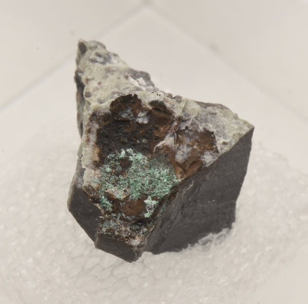 Halloysite with Malachite Thumbnail Specimen - Nevada