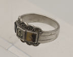 Vintage Art Deco Sterling Silver Black Onyx and Marcasite Ring - Size 8.5 - MISSING STONE