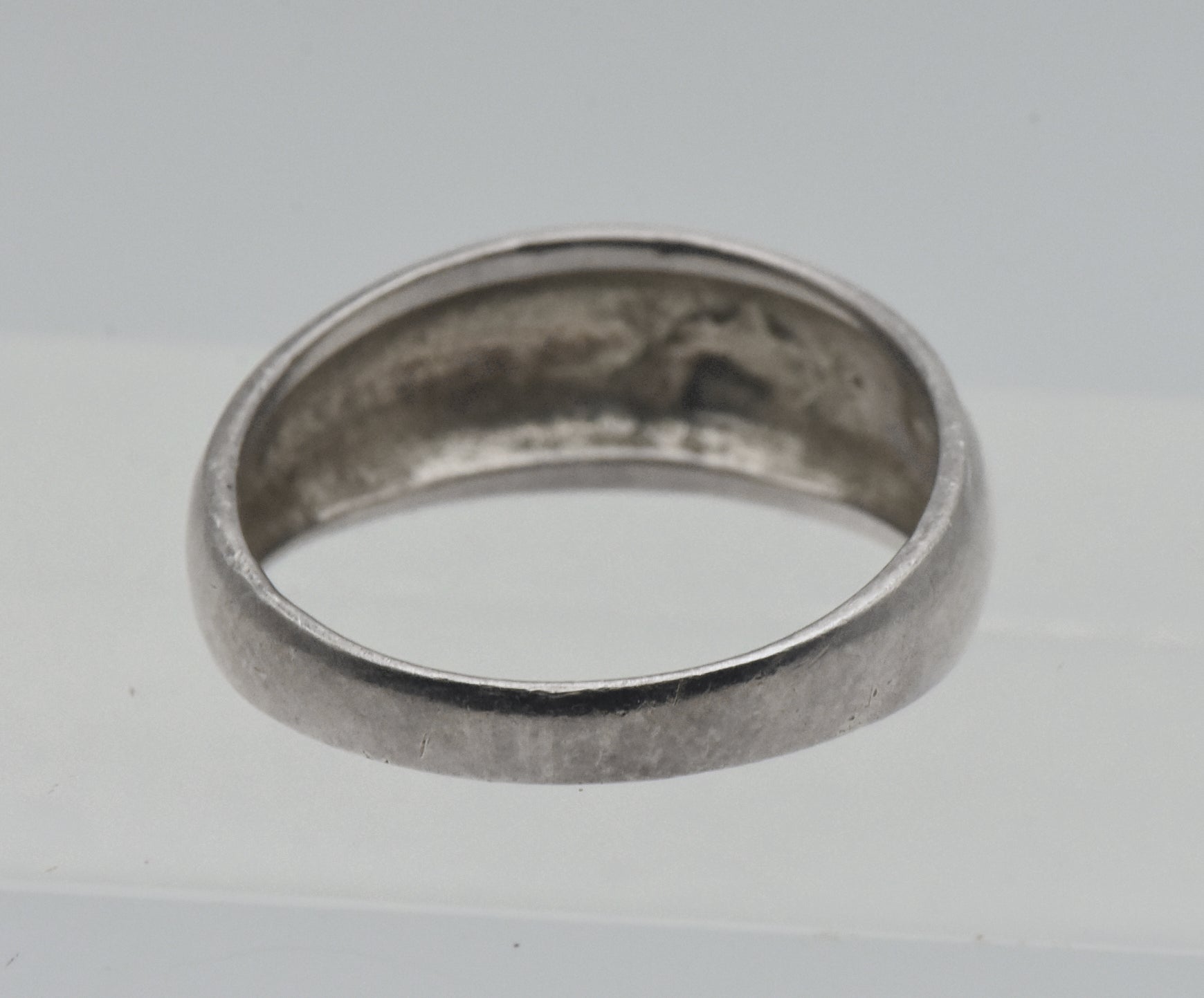 Vintage Sterling Silver Marcasite Domed Band - Size 10