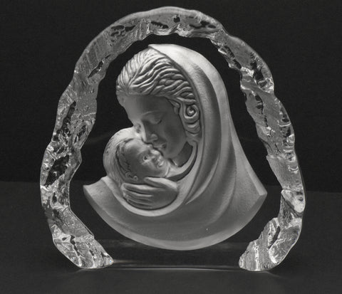Nybro - Vintage Mary and Jesus Glass Plaque