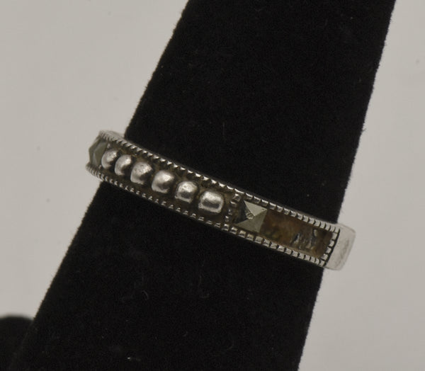 Judith Jack - Sterling Silver and Marcasite Band - Size 6 - MISSING STONES