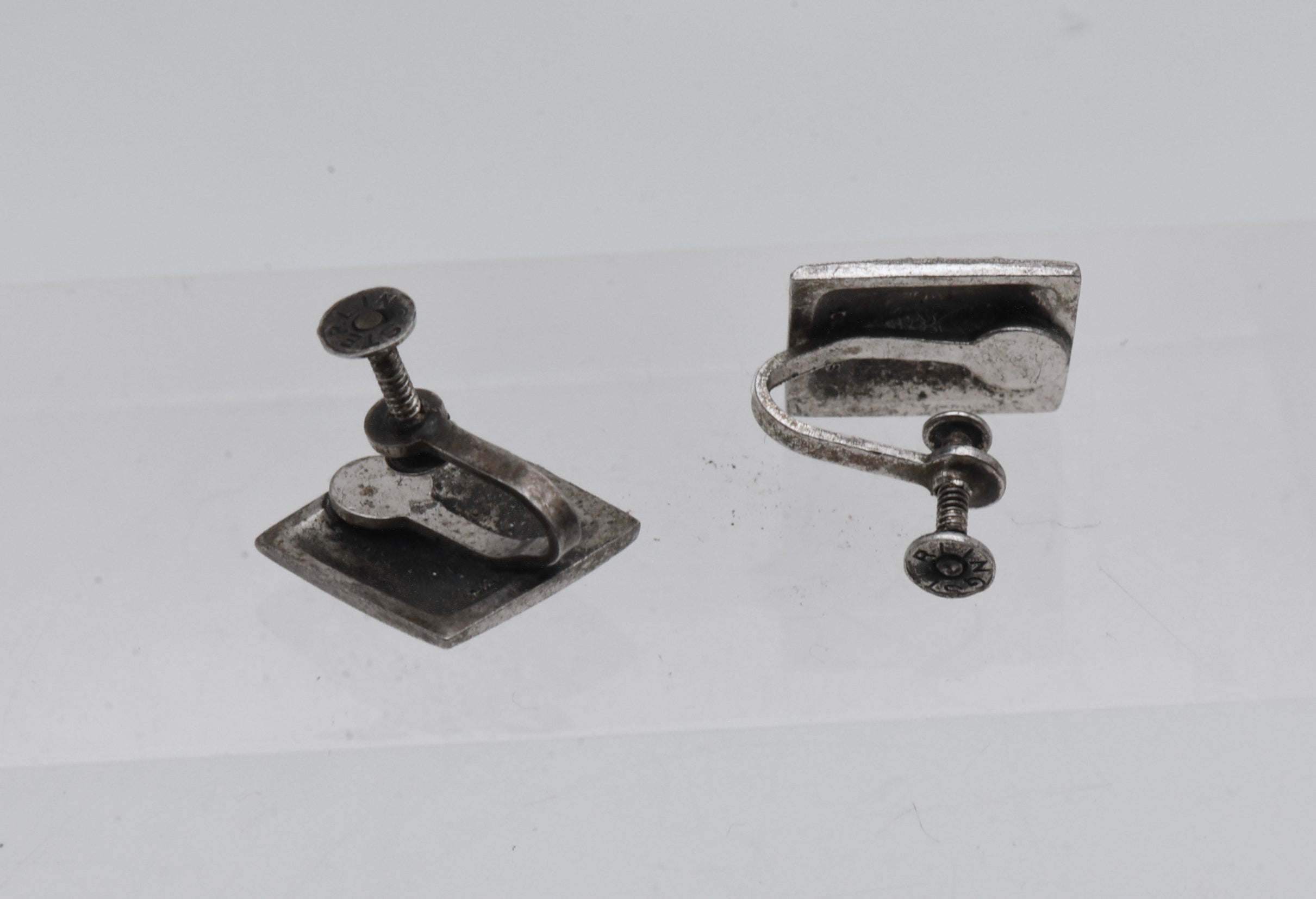 Vintage Sterling Silver Marcasite Screw Back Earrings - Missing Stones