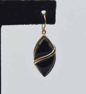 UNMATCHED Vintage Black Onyx Gold Tone Sterling Silver Dangle Earring