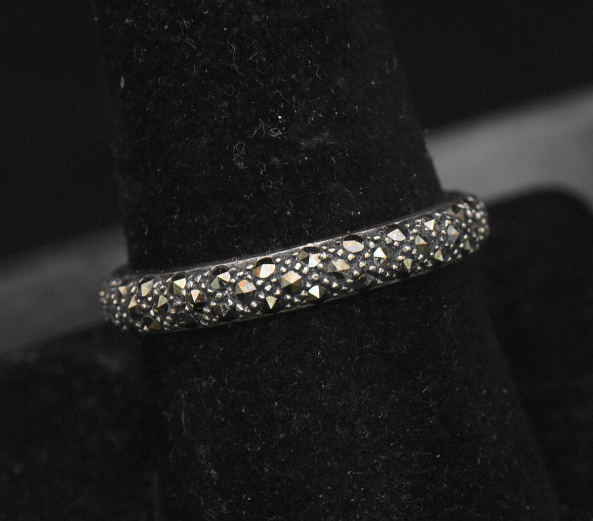 Vintage Sterling Silver Marcasite Band - Size 9