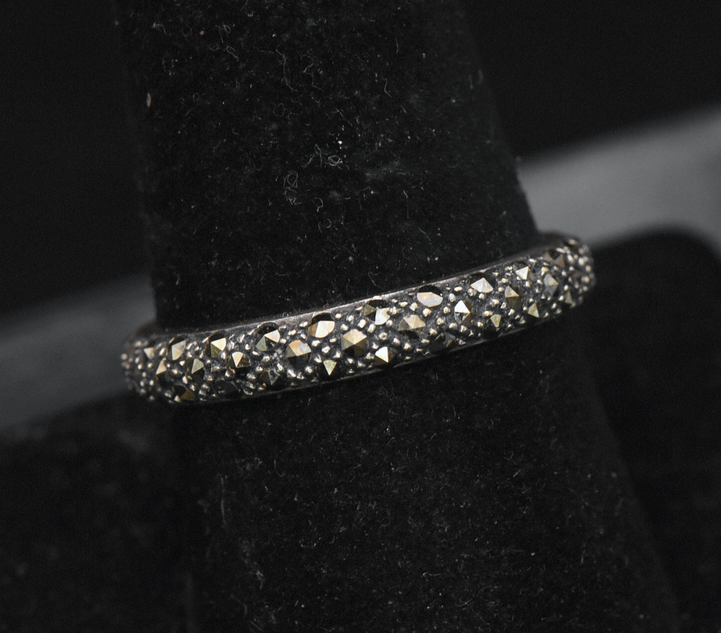 Vintage Sterling Silver Marcasite Band - Size 9