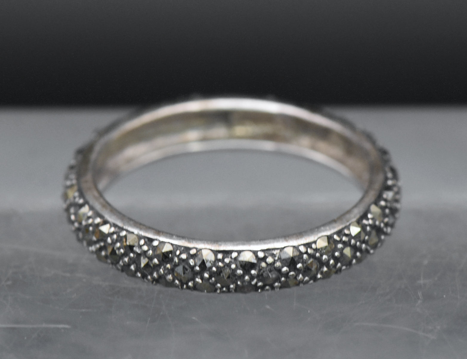 Vintage Sterling Silver Marcasite Band - Size 9