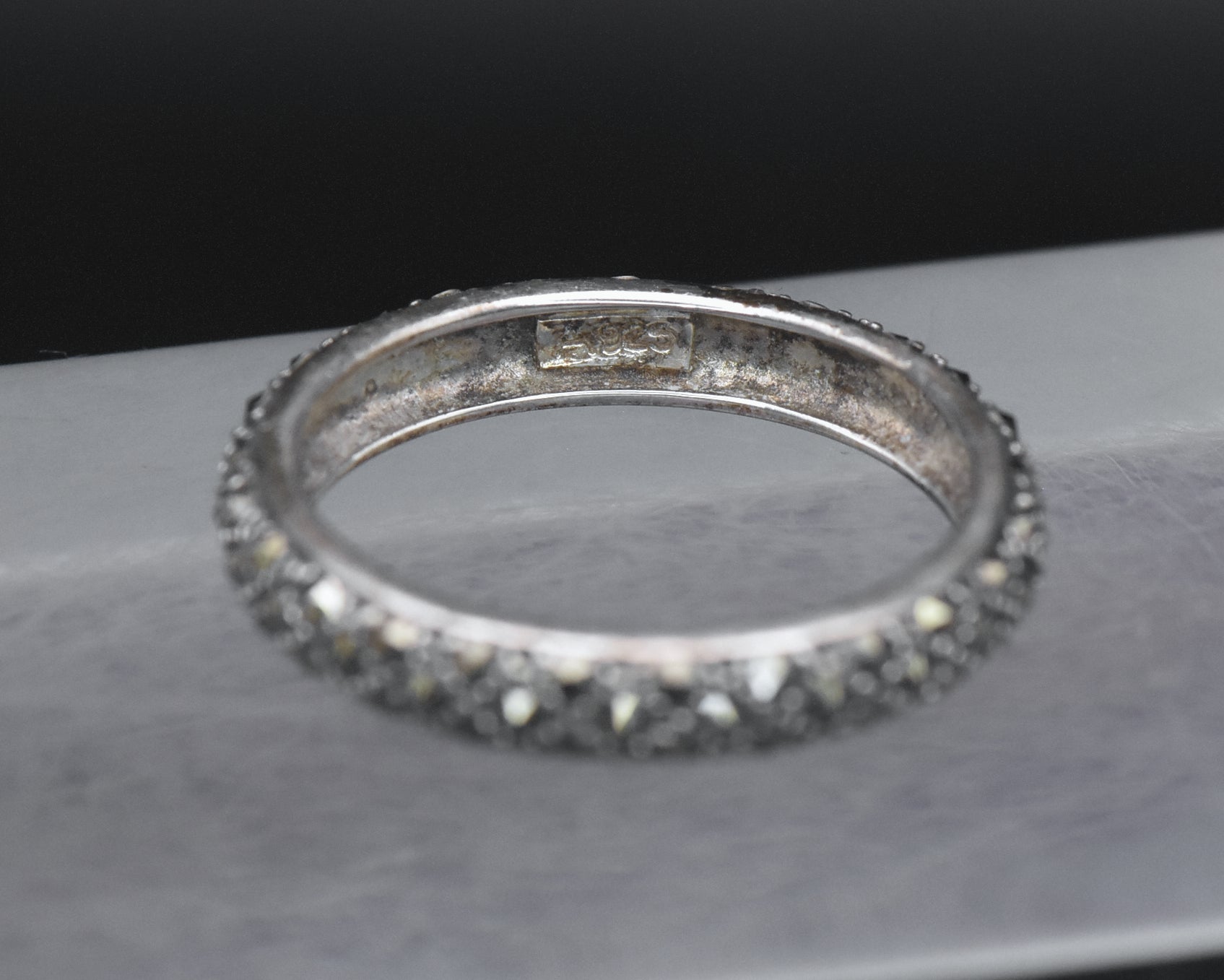 Vintage Sterling Silver Marcasite Band - Size 9