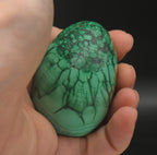 Malachite Carved Egg with Brass Stand