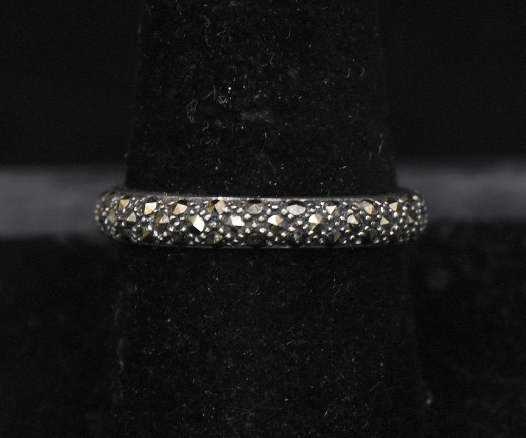 Vintage Sterling Silver Marcasite Band - Size 9