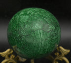 Malachite Carved Egg with Brass Stand