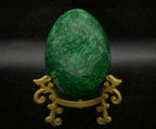 Malachite Carved Egg with Brass Stand