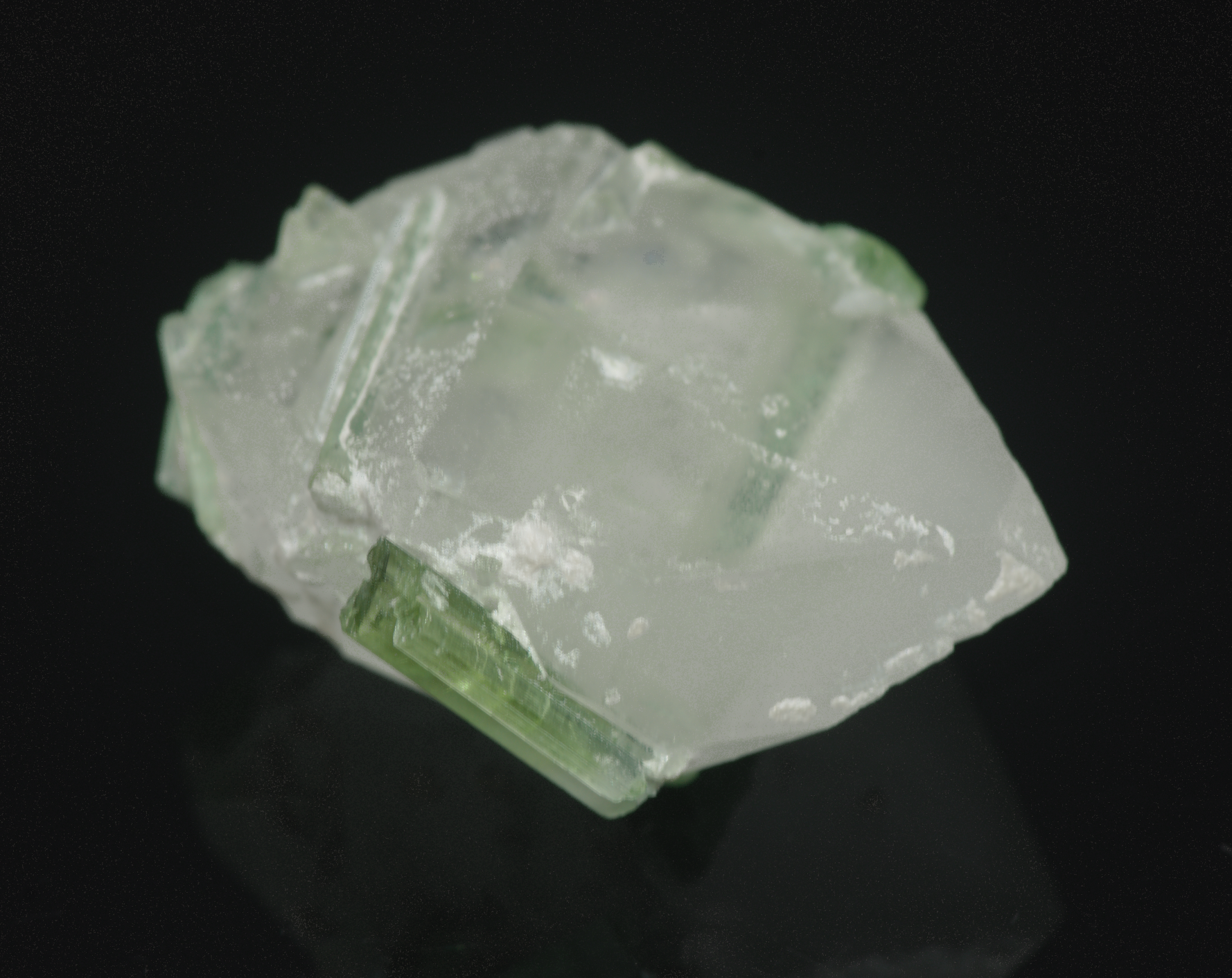 Morganite with Tourmaline Crystals Mineral Specimen - 10g