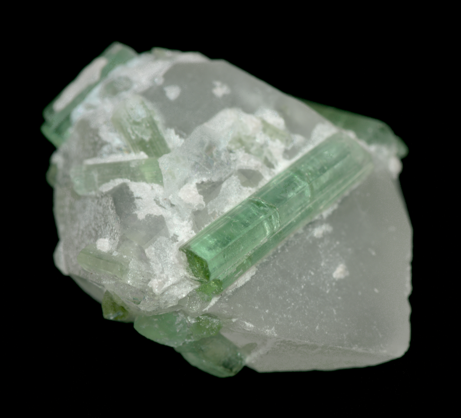 Morganite with Tourmaline Crystals Mineral Specimen - 10g