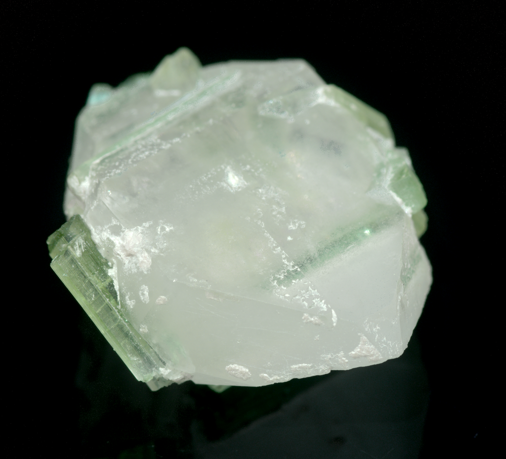 Morganite with Tourmaline Crystals Mineral Specimen - 10g