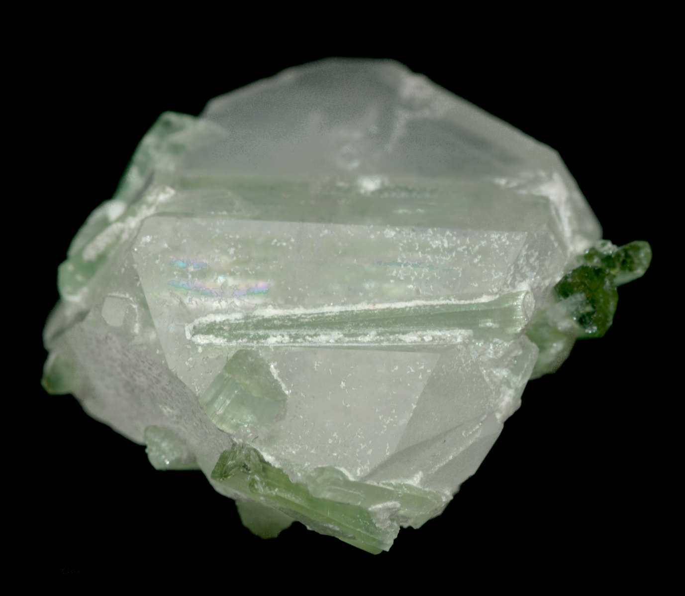 Morganite with Tourmaline Crystals Mineral Specimen - 10g