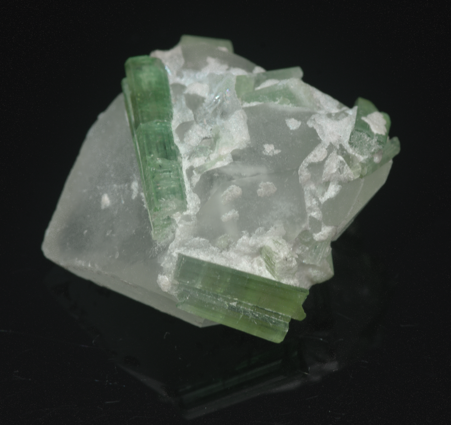 Morganite with Tourmaline Crystals Mineral Specimen - 10g