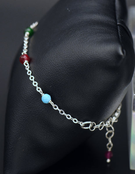 Milor - Vintage Italian Sterling Silver Beaded Chain Link Bracelet