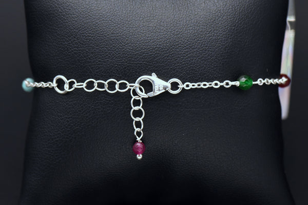 Milor - Vintage Italian Sterling Silver Beaded Chain Link Bracelet