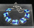 Vintage Handmade Navajo Mosaic Gemstone Inlay Sterling Silver Bracelet