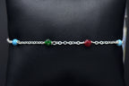 Milor - Vintage Italian Sterling Silver Beaded Chain Link Bracelet
