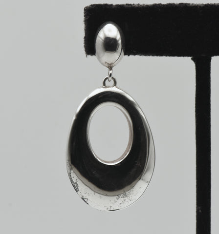 UNMATCHED Milor - Vintage Sterling Silver Hollow Oval Dangle Earring