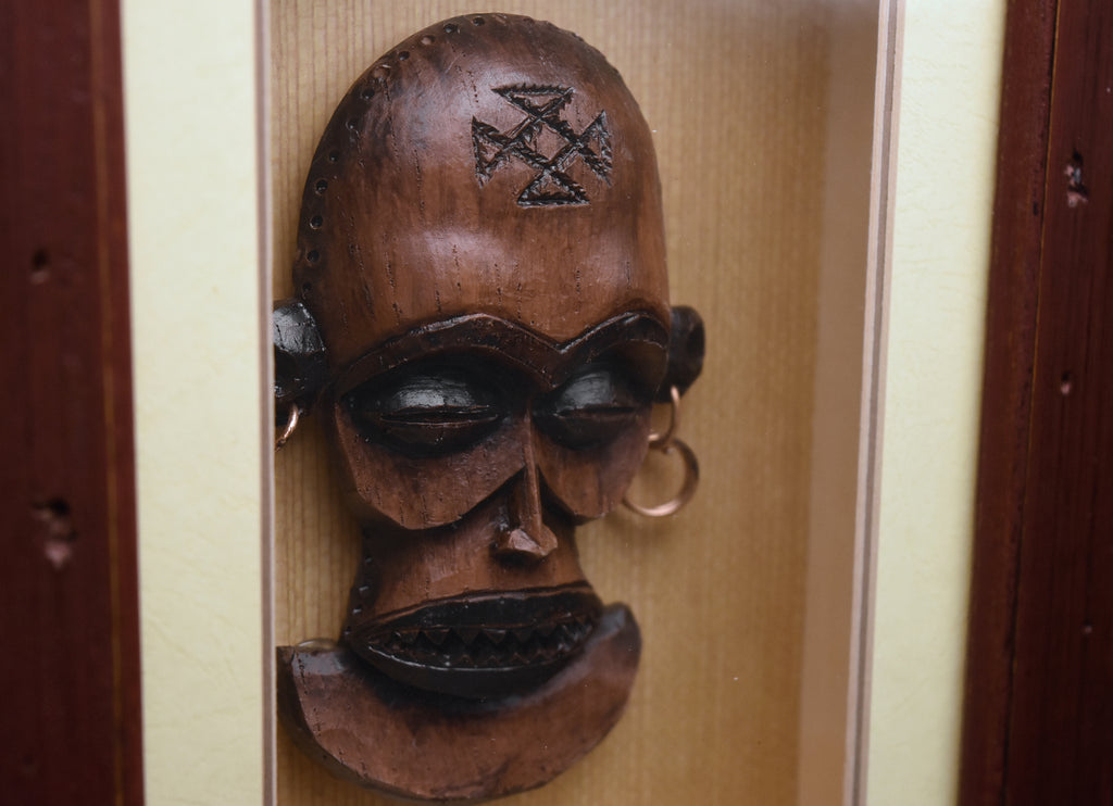 Decorative Carved Mask Shadow Box Wall Art