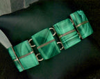 Vintage Handmade Mexican Sterling Silver & Malachite Panel Bracelet - 6.75"