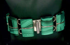 Vintage Handmade Mexican Sterling Silver & Malachite Panel Bracelet - 6.75"