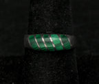Vintage Handmade Malachite Sterling Silver Band - Size 8