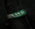 Vintage Handmade Malachite Sterling Silver Band - Size 8