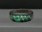 Vintage Handmade Malachite Sterling Silver Band - Size 8