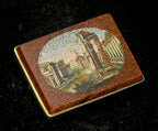 Antique 14K Grand Tour Micromosaic Brooch Roman Forum in Goldstone Glass