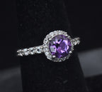 Vintage Amethyst Sterling Silver Ring - Size 6