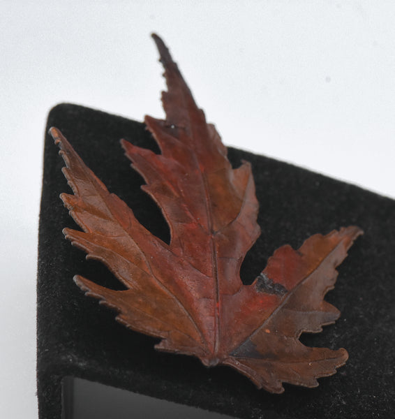 Vintage Copper Enameled Maple Leaf Brooch/Pendant