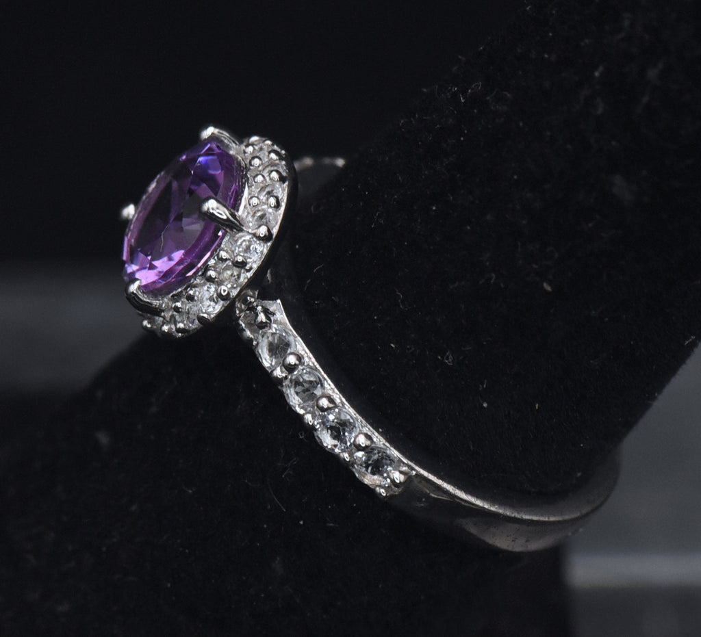 Vintage Amethyst Sterling Silver Ring - Size 6