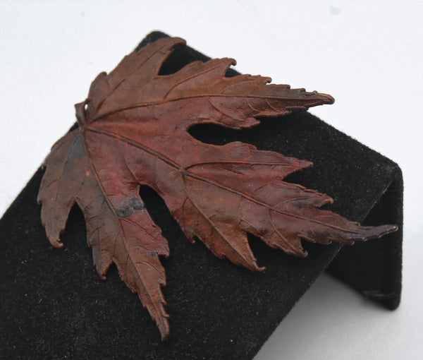 Vintage Copper Enameled Maple Leaf Brooch/Pendant