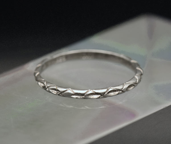 Vintage Engraved Design Sterling Silver Band - Size 11